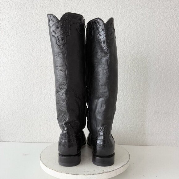 Rod Patrick Womens Cowboy Boots Black Caiman Leather Size Left 9.5B Right 10B - Picture 3 of 13